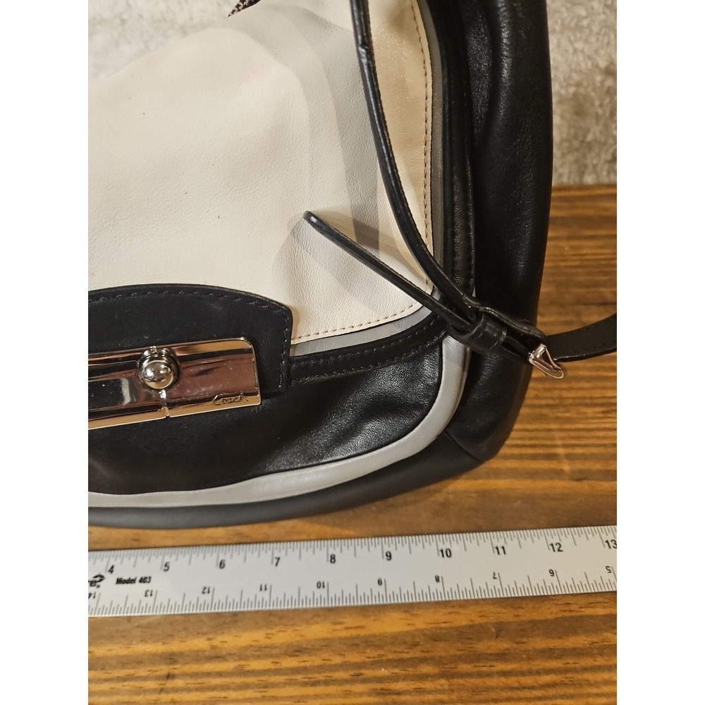 Coach Kristin Spectator Leather Hobo 2 Way Bag Convertible‎ Monochrome  Pt02 - Picture 8 of 16
